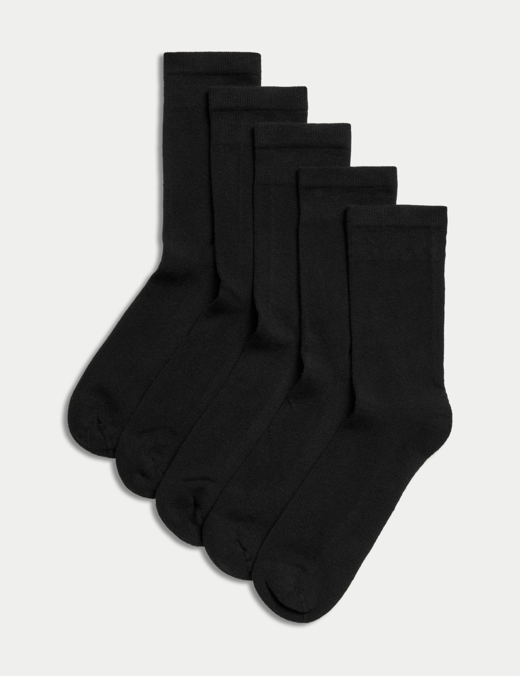 M&S 5pk Cotton Rich Ultimate Comfort Ankle High Socks - 3-5 - Black, Black