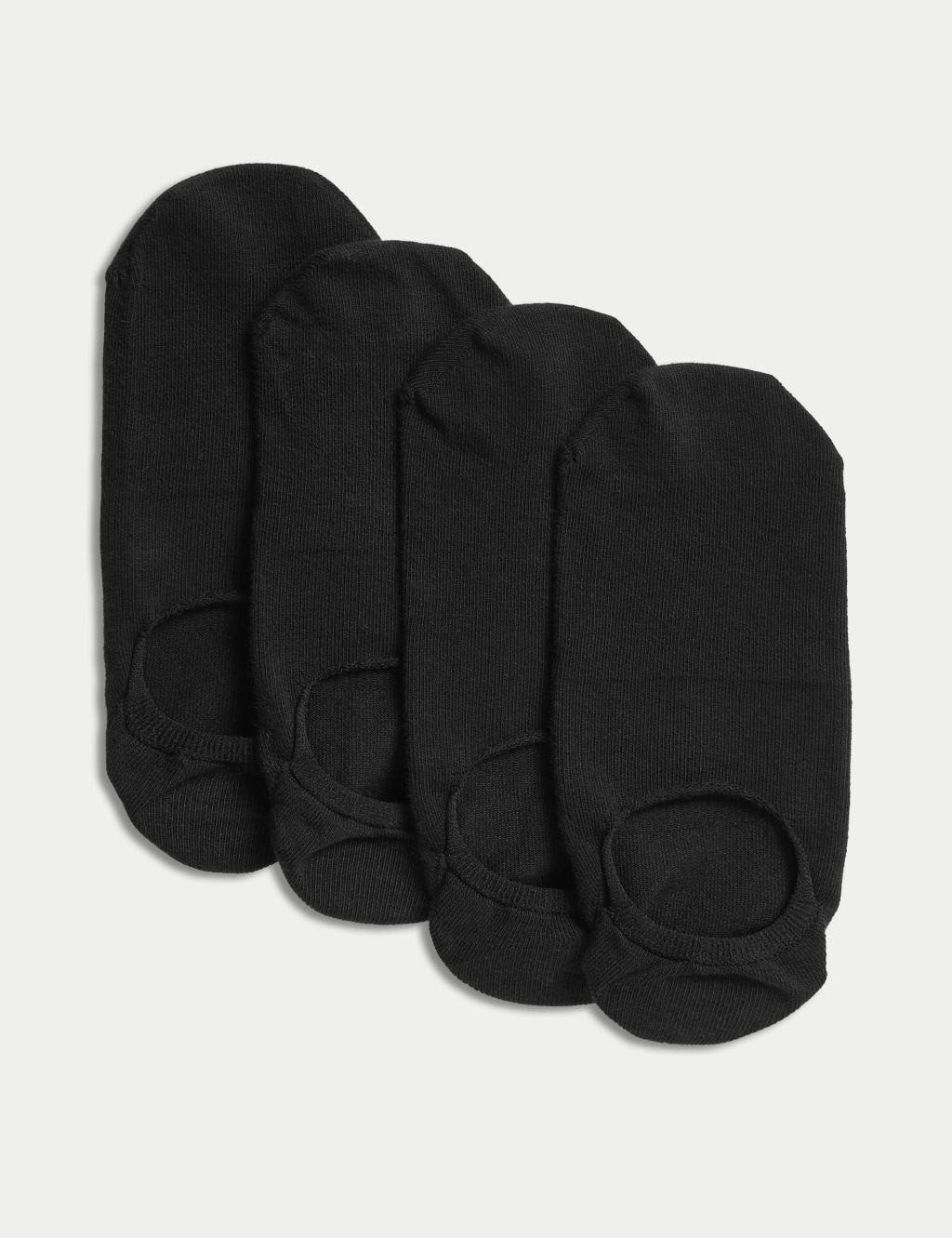 M&S 4pk Cotton Rich Invisible Trainer Liners&trade; - 3-5 - Black, Black