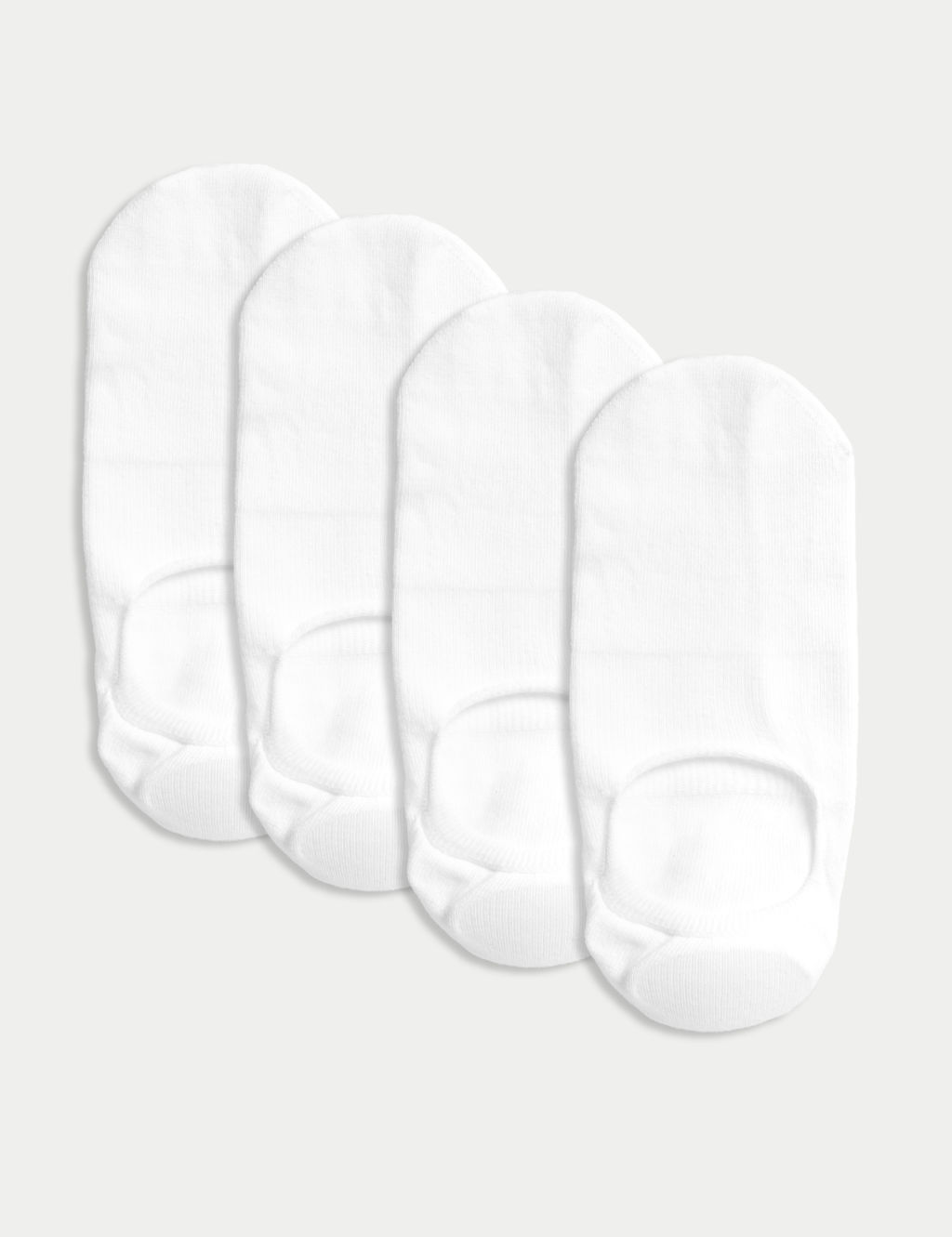 M&S 4pk Cotton Rich Invisible Trainer Liners&trade; - 3-5 - White, White