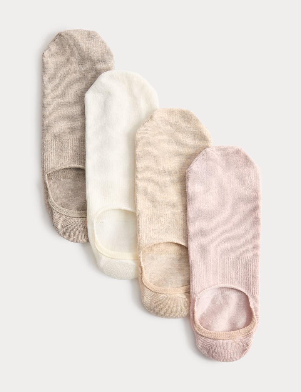 M&S 4 Pack Ribbed Invisible Trainer Liners&trade; - 3-5 - Natural Mix, Natural Mix