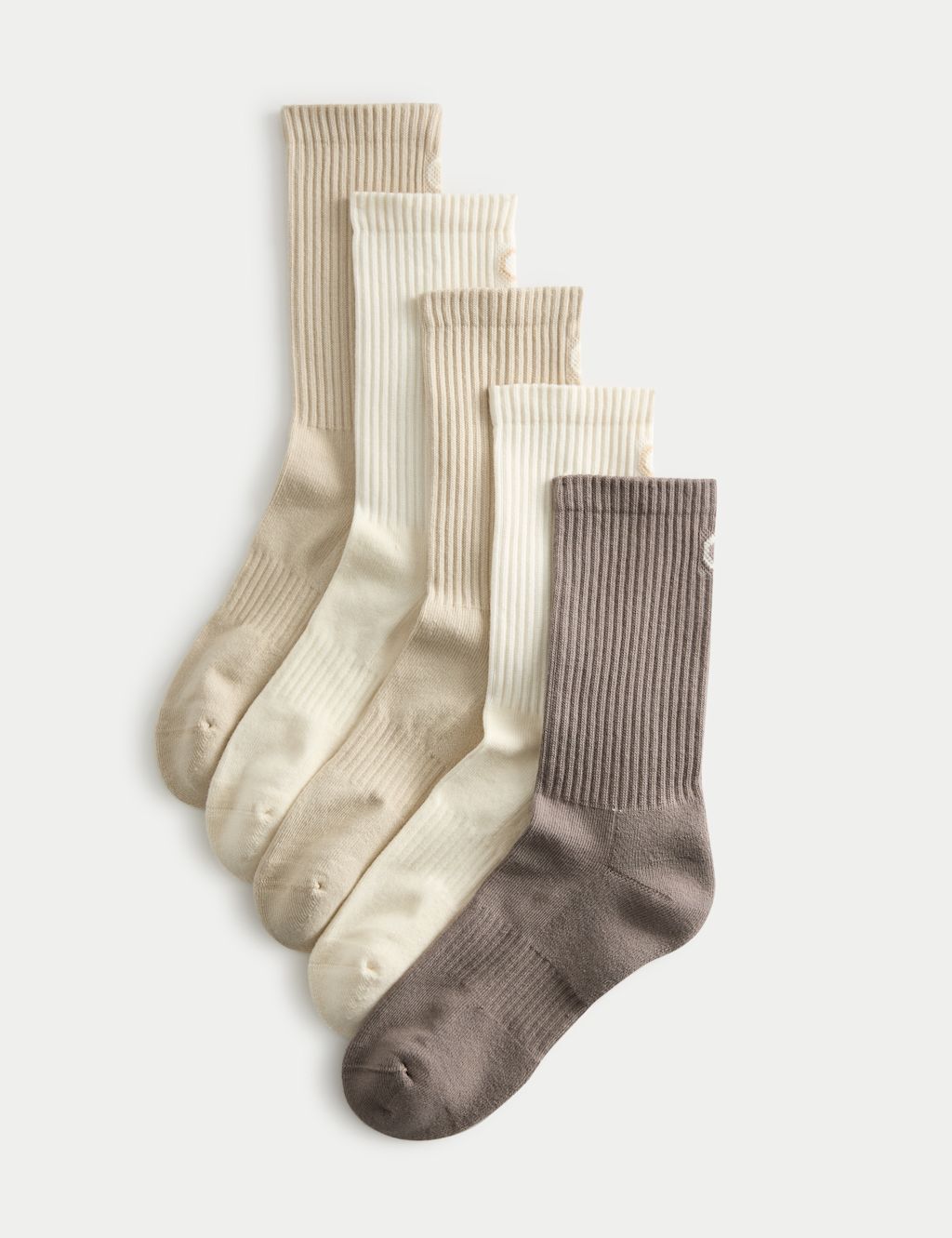 Goodmove 5pk Cotton Rich Cushioned Crew Socks - 3-5 - Brown Mix, Brown Mix