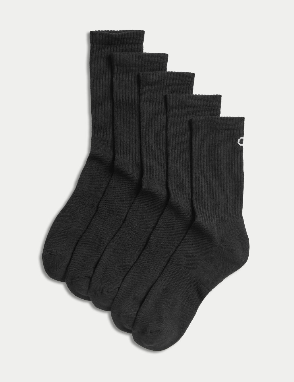 Goodmove 5pk Cotton Rich Cushioned Crew Socks - 3-5 - Black, Black