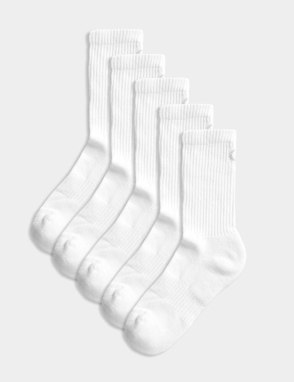 Goodmove 5pk Cotton Rich Cushioned Crew Socks - 3-5 - White, White