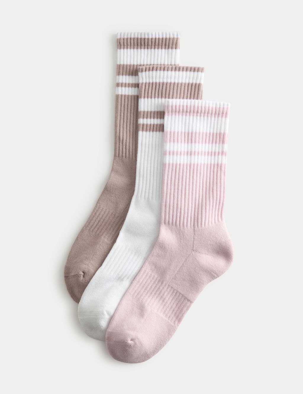 Goodmove 3 Pack Cotton Rich Striped Crew Socks - 3-5 - Pink Mix, Pink Mix