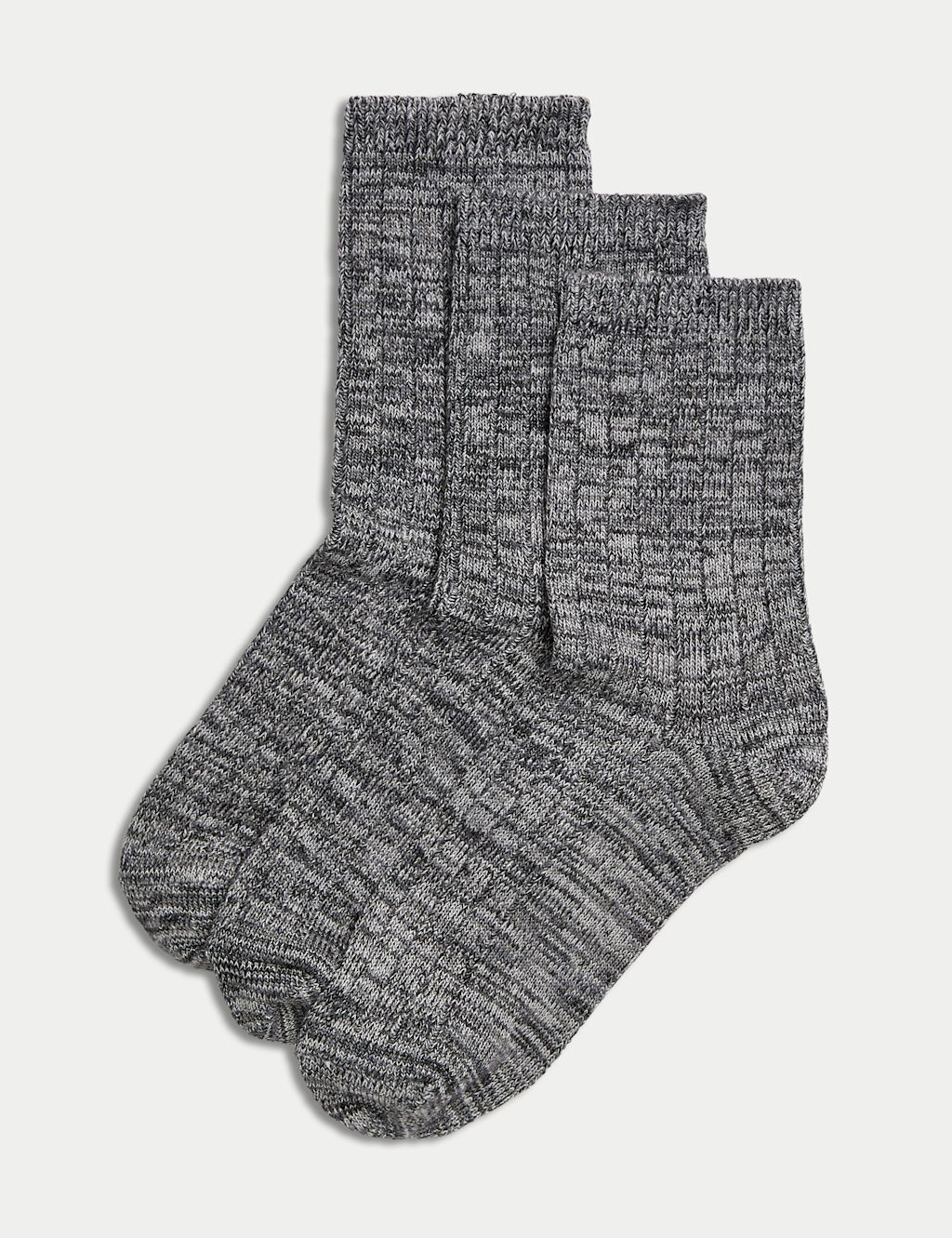 M&S 3pk Thermal Sumptuously Soft&trade; Ankle High Socks - 3-5 - Charcoal Mix, Charcoal Mix