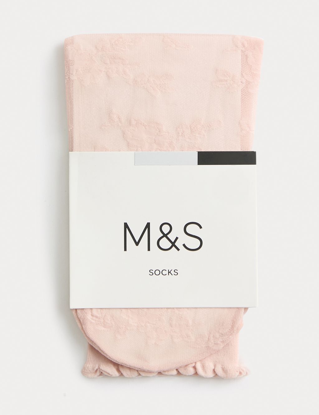 M&S Floral Lace Ankle High Socks - Pink Shell, Pink Shell