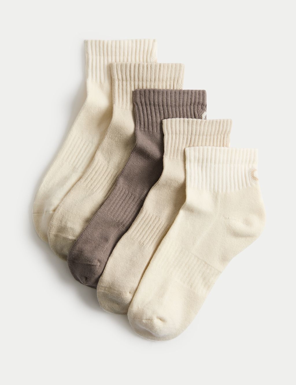 Goodmove 5pk Cotton Rich Cushioned Anklets - 3-5 - Antique Cream, Antique Cream