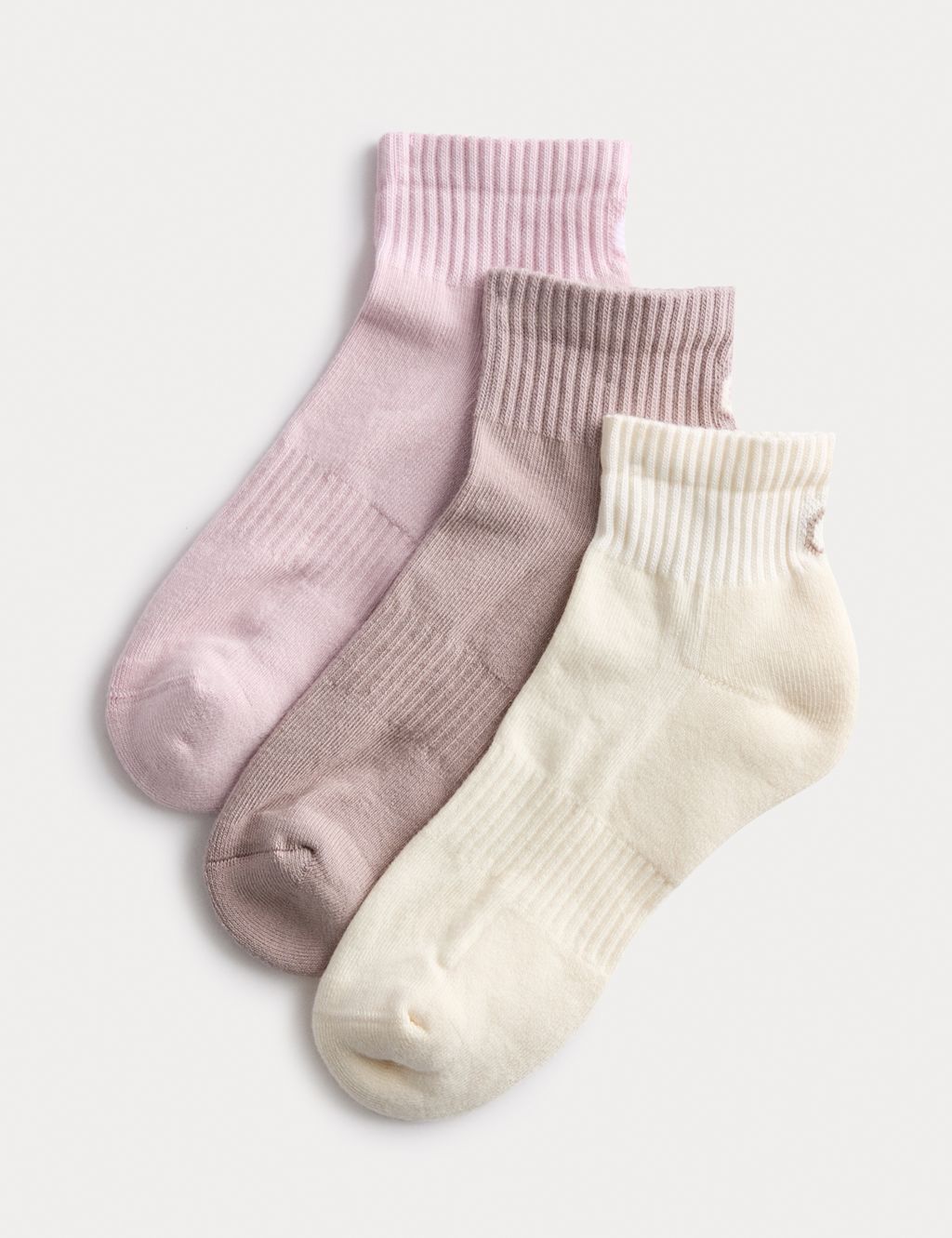 Goodmove 3 Pack Cotton Rich Quarter Socks - 3-5 - Pink Mix, Pink Mix