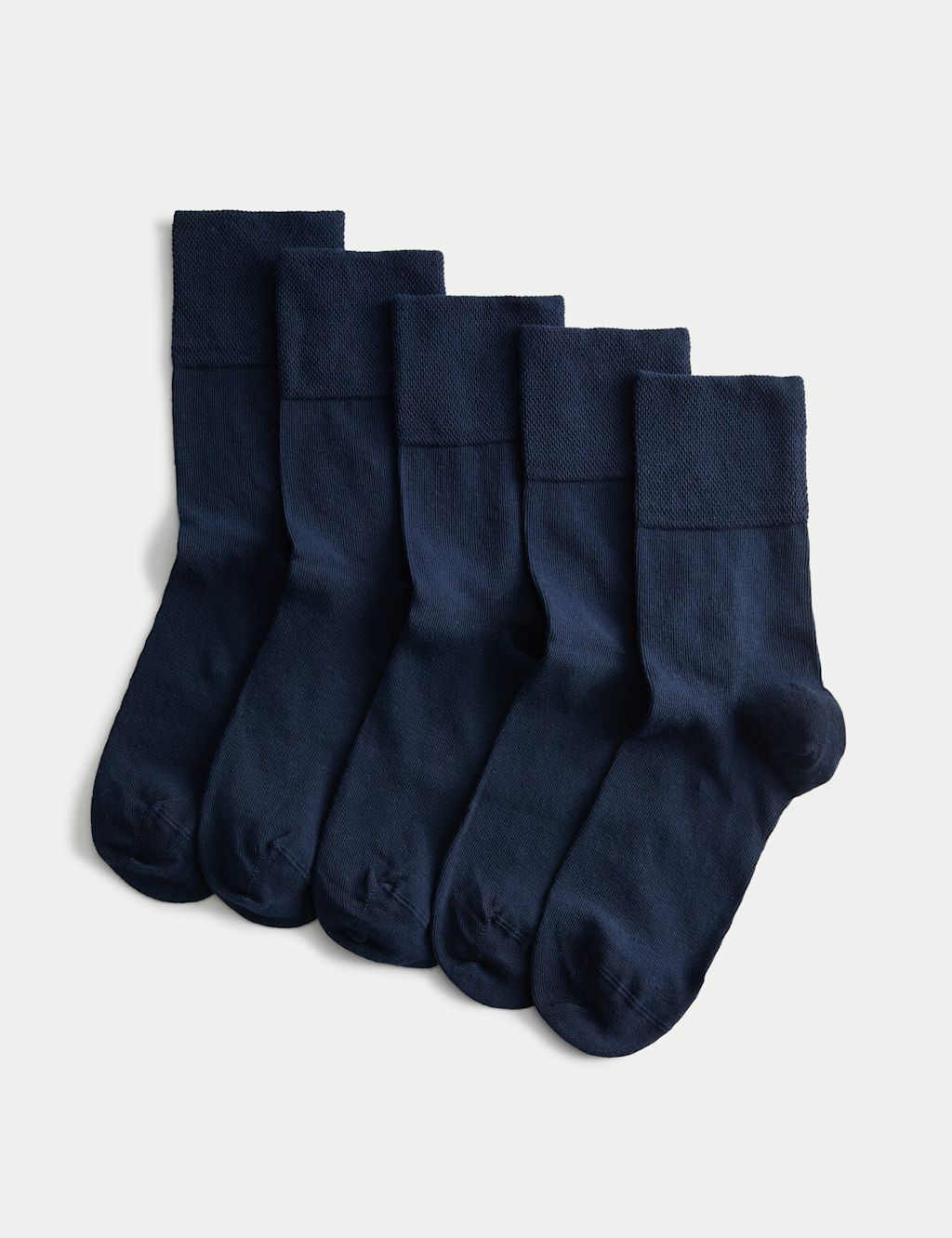 M&S 5pk Cotton Rich Soft Top Ankle High Socks - 3-5 - Navy, Navy