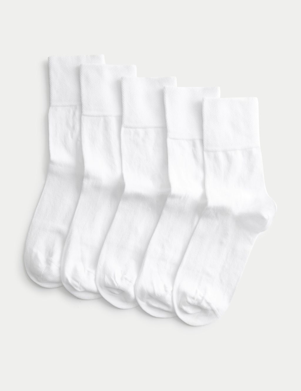 M&S 5pk Cotton Rich Soft Top Ankle High Socks - 3-5 - White, White