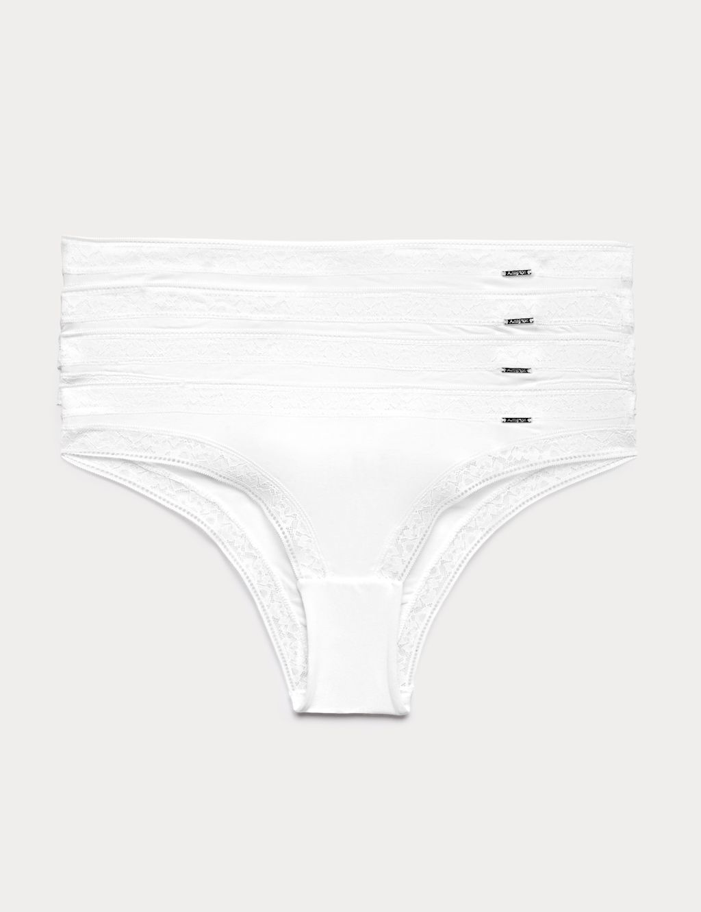 Autograph 4pk Modal Blend Brazilian Knickers with Silk - 18 - White, White