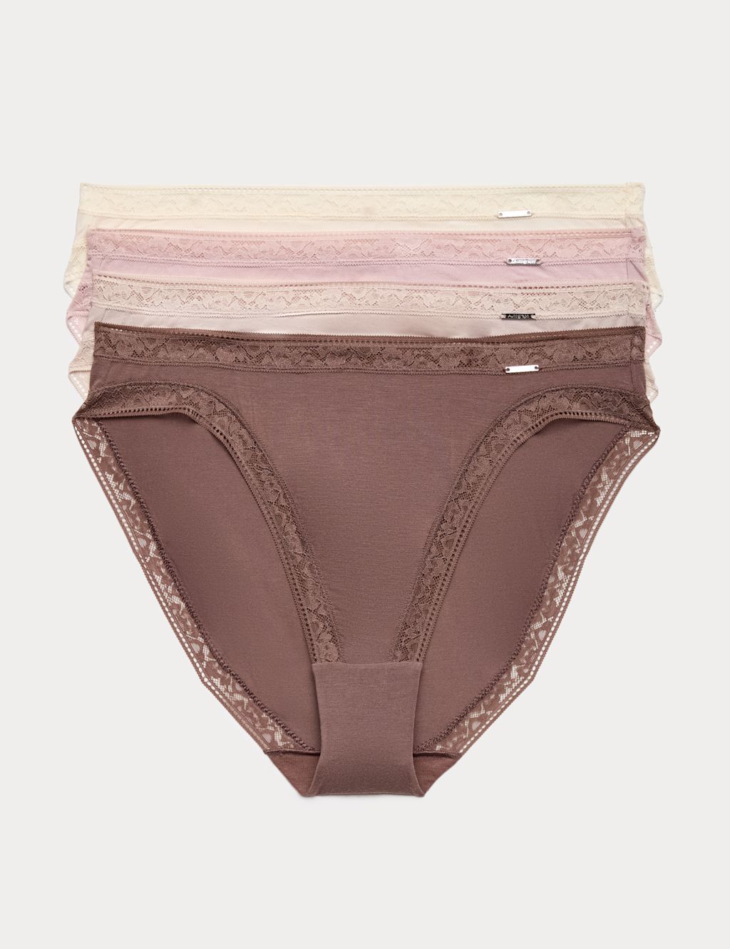 Autograph 4pk Modal Rich with Silk High Leg Knickers - 24 - Medium Brown, Medium Brown