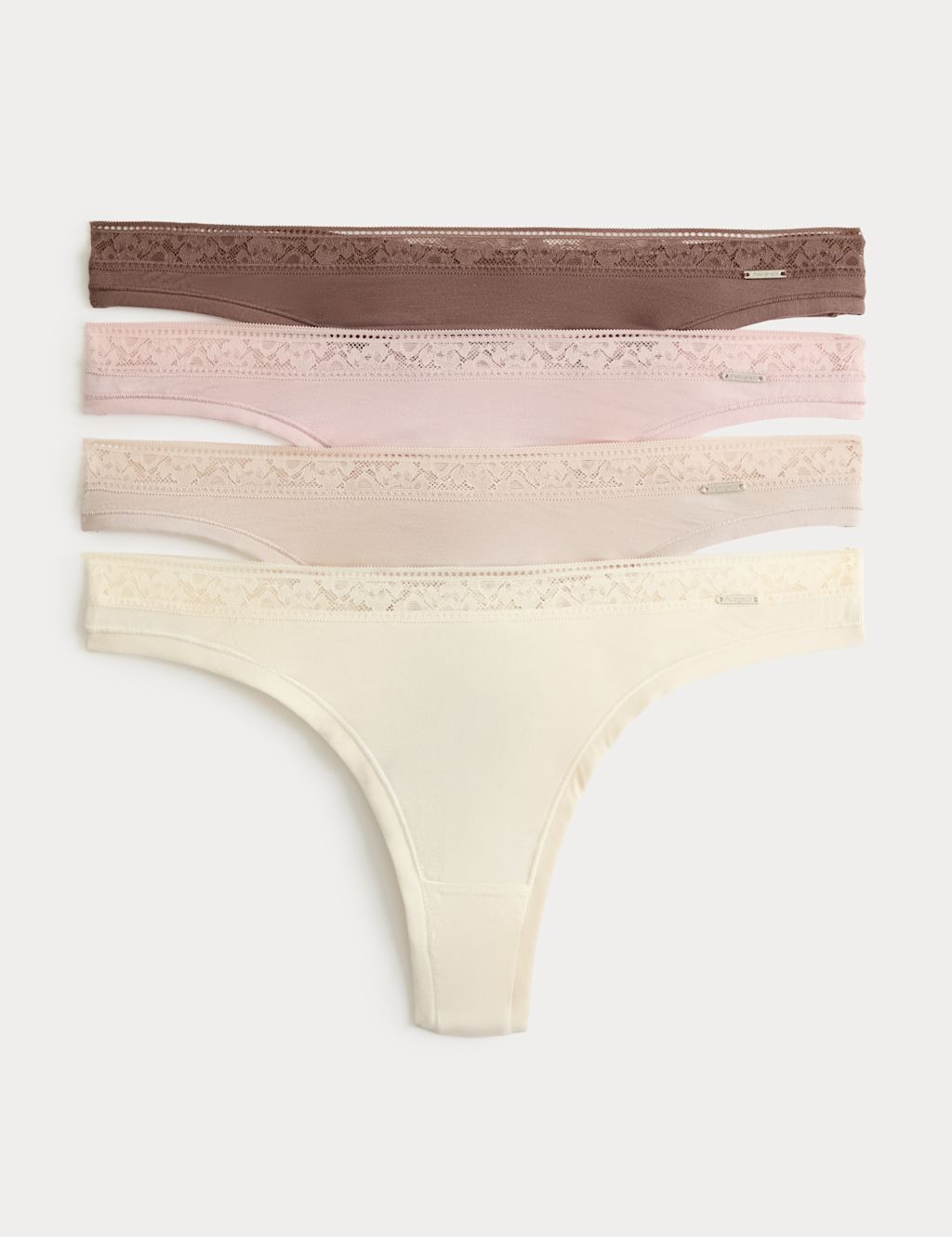 Autograph 4 Pack Modal with Silk & Lace Thongs - 10 - Medium Brown, Medium Brown