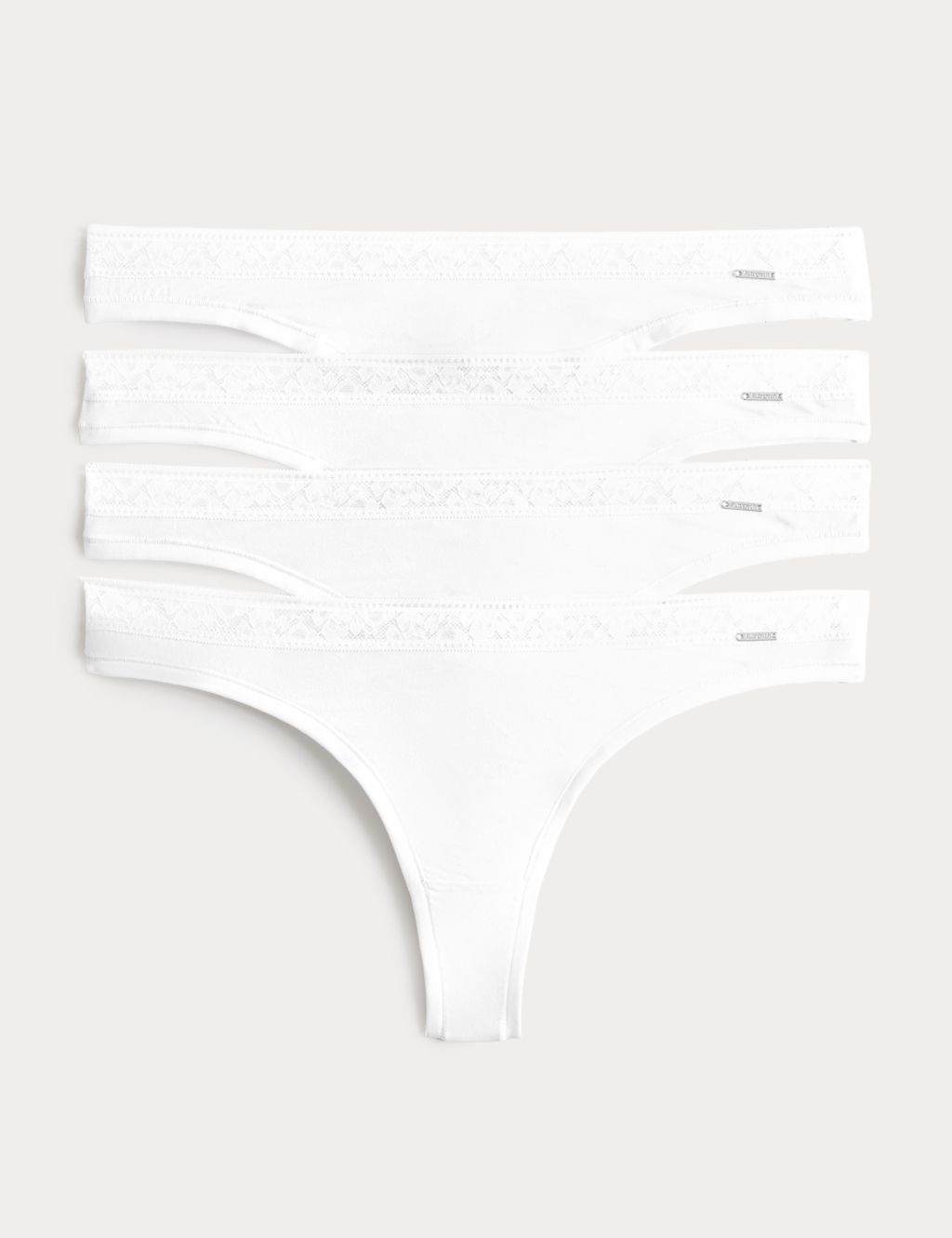 Autograph 4 Pack Modal with Silk & Lace Thongs - 10 - White, White