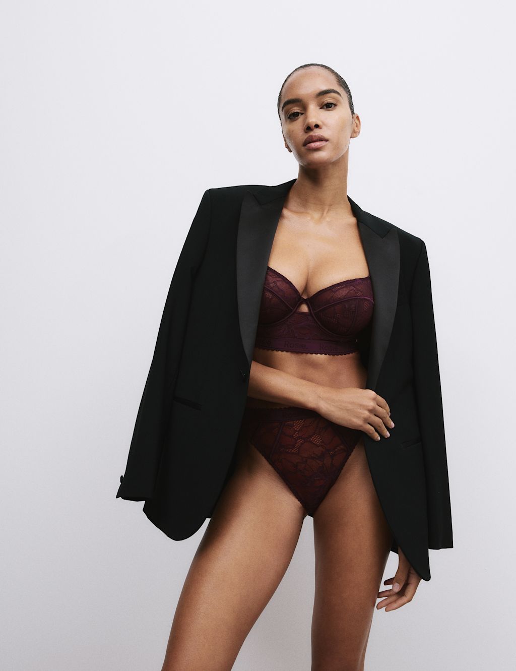 Rosie LaceWear Wired Longline Balcony Bra (A-E) - 38DD - Dark Grape, Dark Grape
