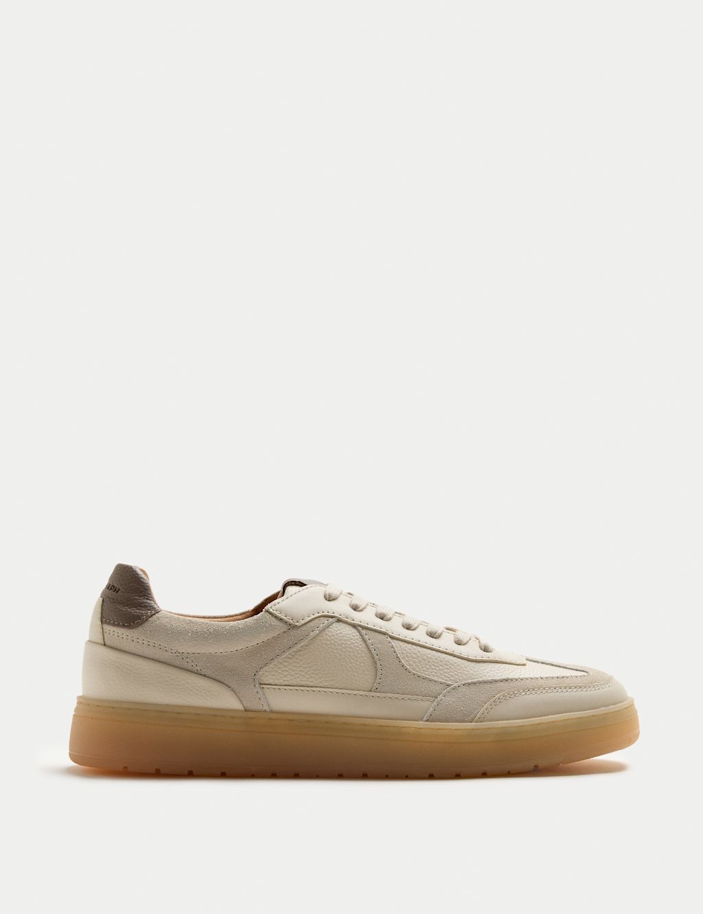 Autograph Leather & Suede Lace Up Trainers - 12 - White Mix, White Mix