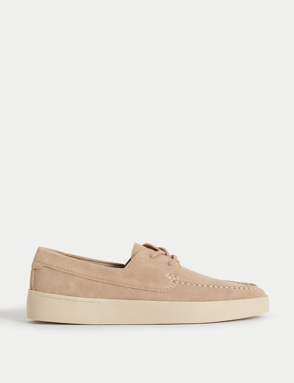 Autograph Suede White Sole Lace Up Loafers - 11 - Beige, Beige