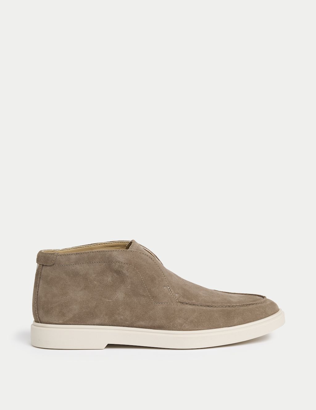 Autograph Suede White Sole Slip-On Loafer Boots - 6 - Taupe, Taupe