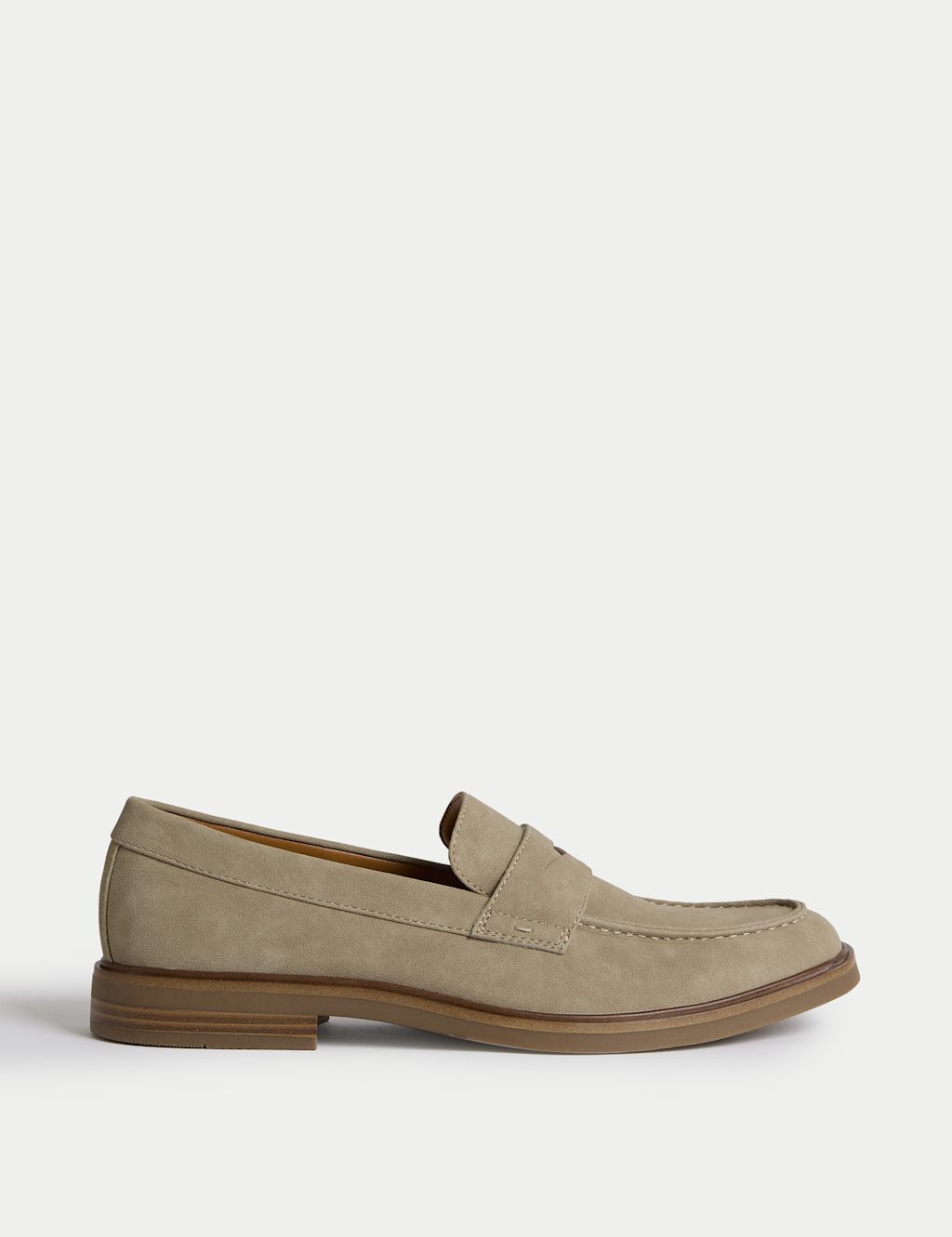 M&S Suedette Loafers - 12 - Stone, Stone