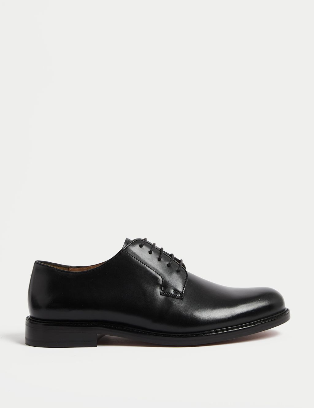 M&S Sartorial Wide Fit Leather Derby Shoes - 11 - Black, Black
