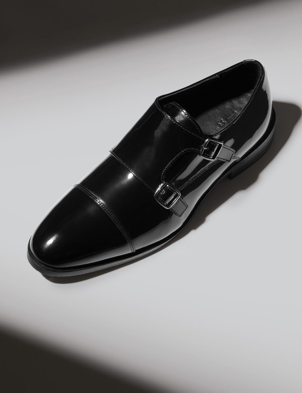 Autograph Leather Double Monk Strap Shoes - 9 - Black, Black