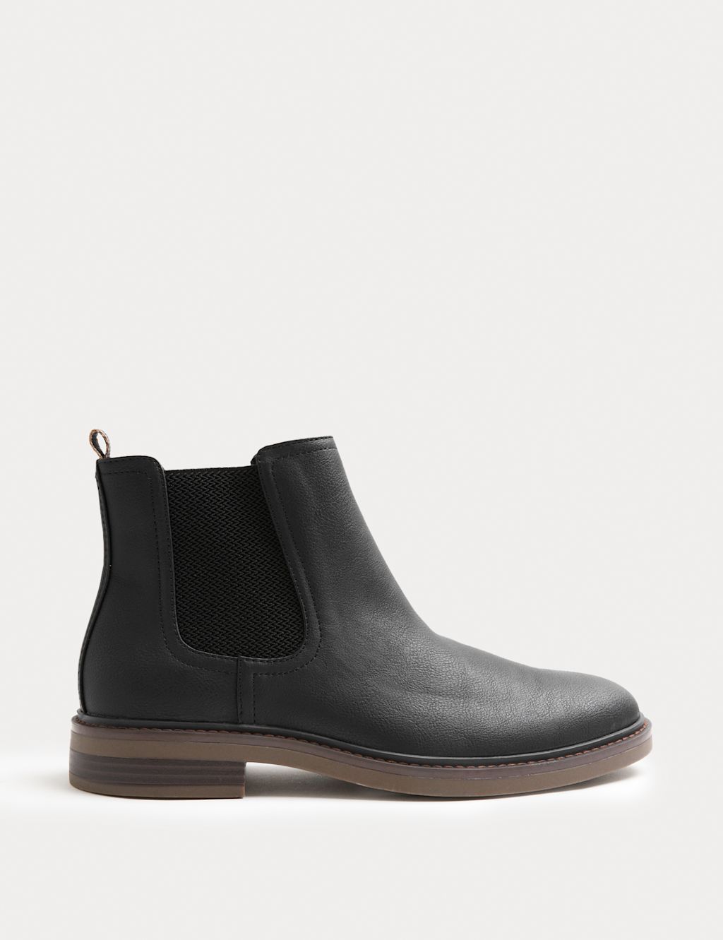 M&S Faux Leather Pull-On Chelsea Boots - 6 - Black, Black