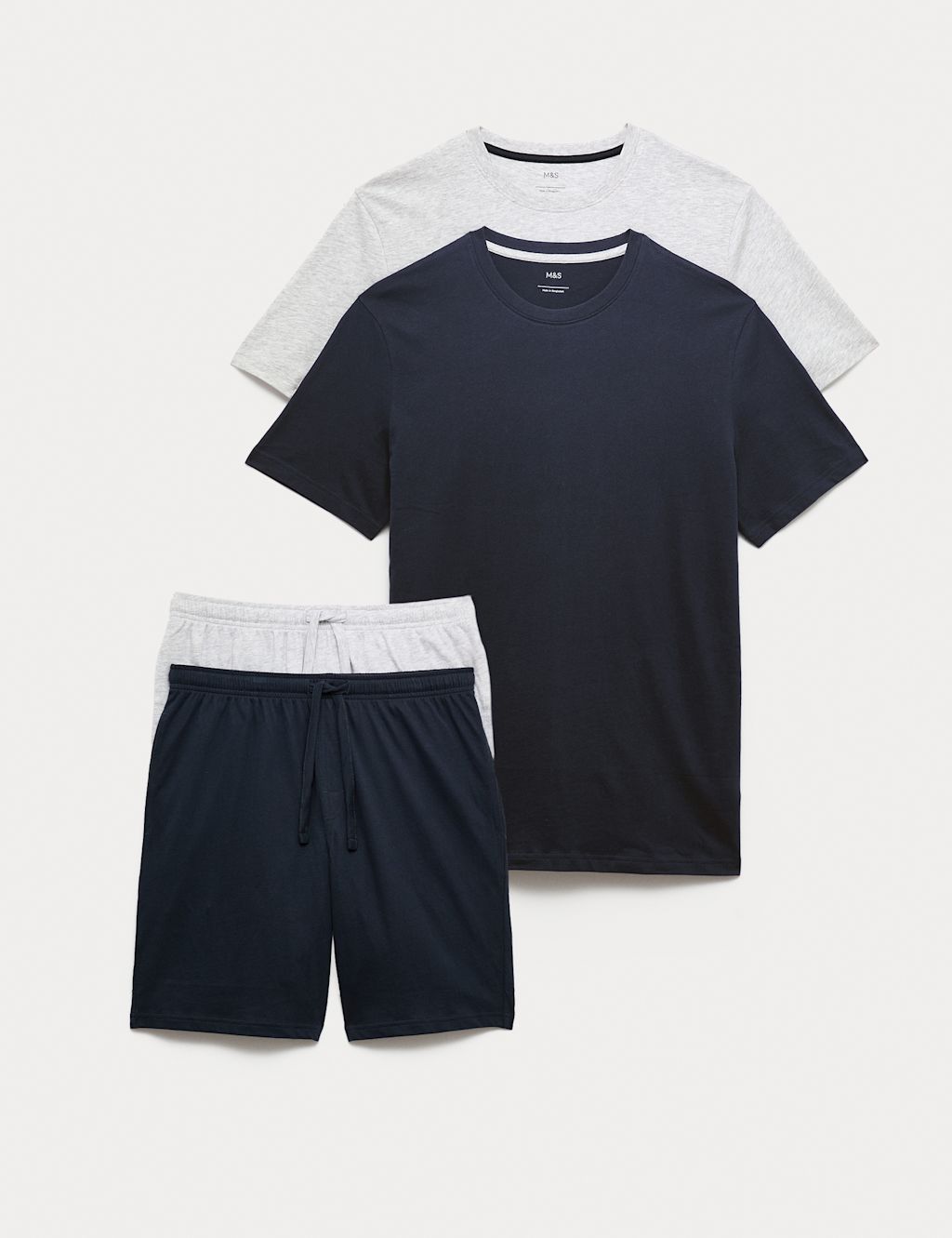M&S 2 Pack Pure Cotton Pyjama Sets - 2XL - Navy Mix, Navy Mix