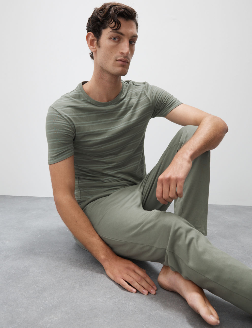 Autograph Supima Cotton Modal Striped T-shirt Vest - Smokey Green, Smokey Green