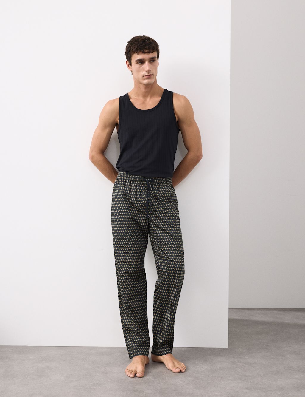 Autograph Cotton Rich Geometric Print Pyjama Bottoms - Camel, Camel