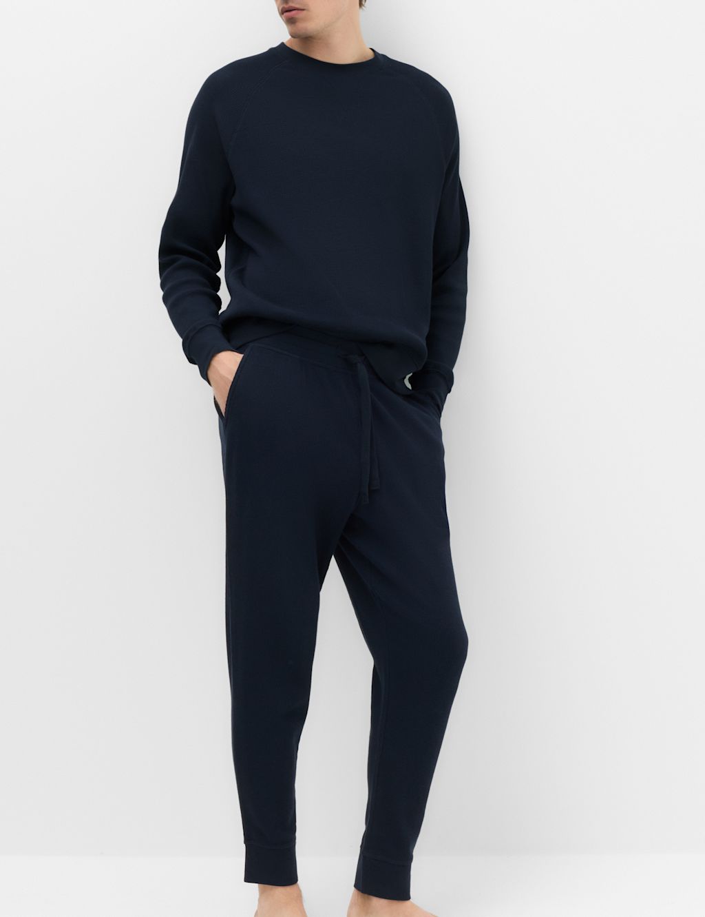 M&S Pure Cotton Waffle Loungewear Bottoms - 2XL - Navy, Navy