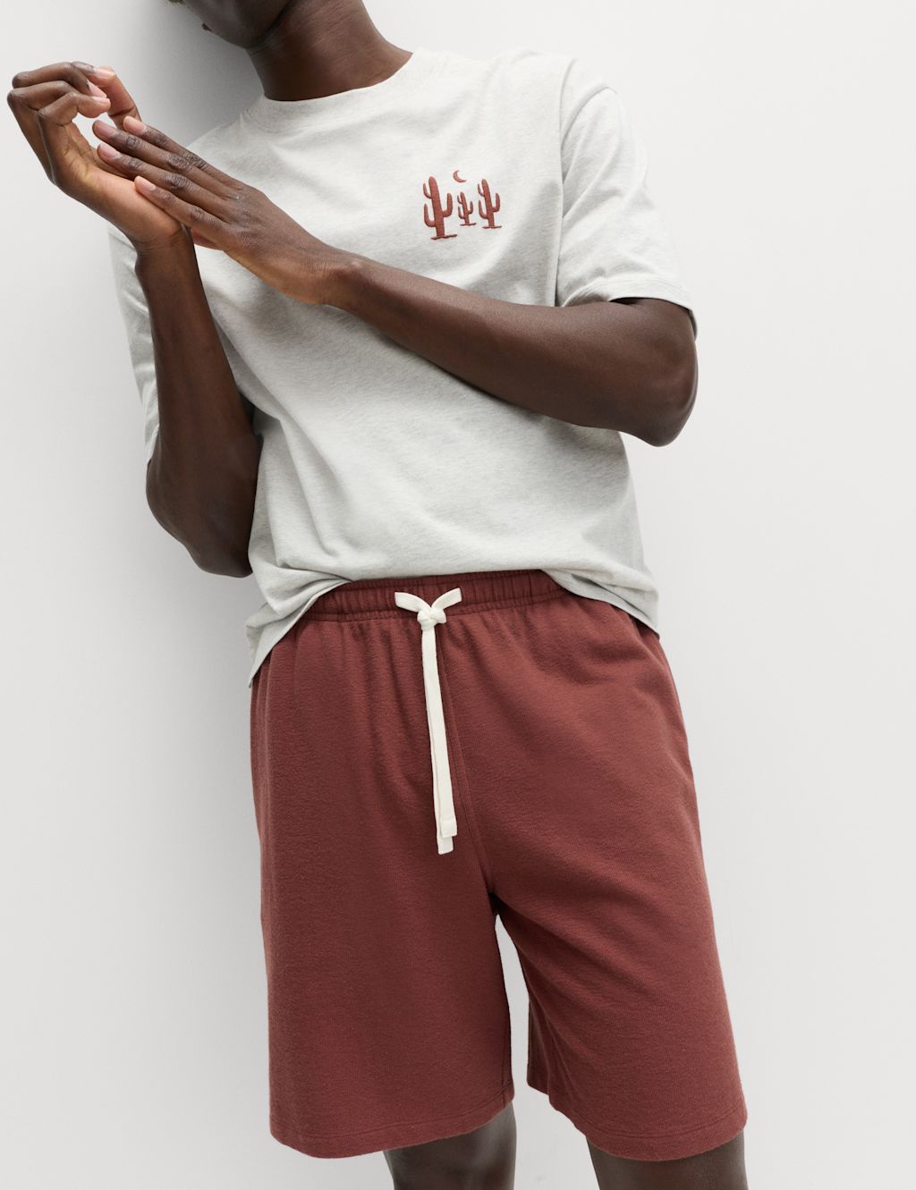 M&S Pure Cotton Cactus Embroidery Pyjama Set - 2XL - Neutral, Neutral