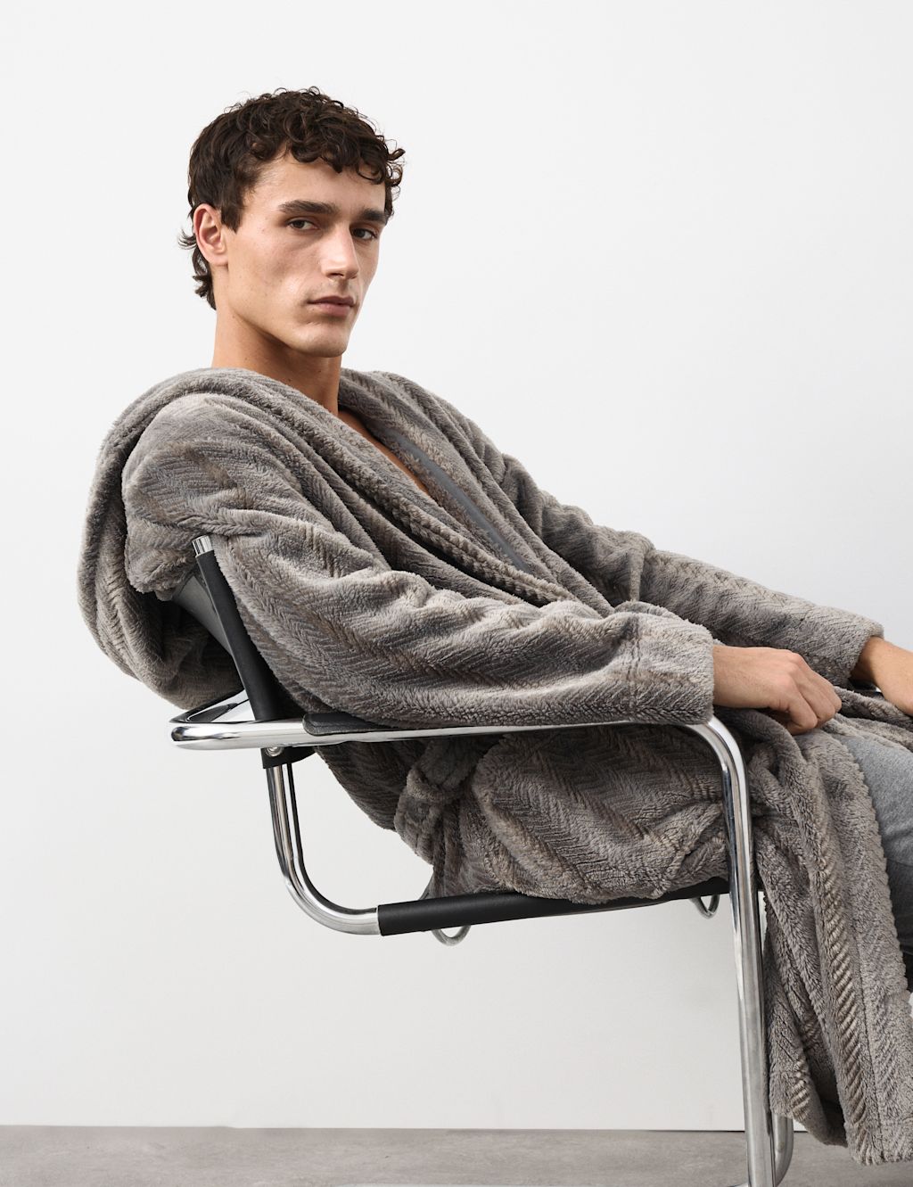 Autograph Supersoft Fleece Herringbone Dressing Gown - Camel Mix, Camel Mix