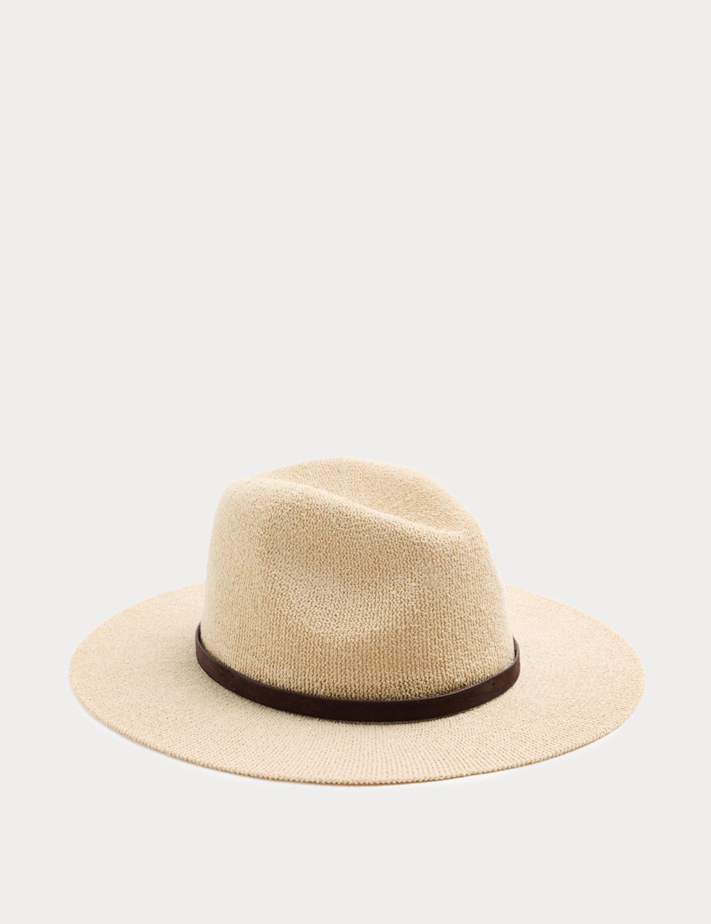 M&S Knitted Broad Brim Hat - L - XL - Stone, Stone