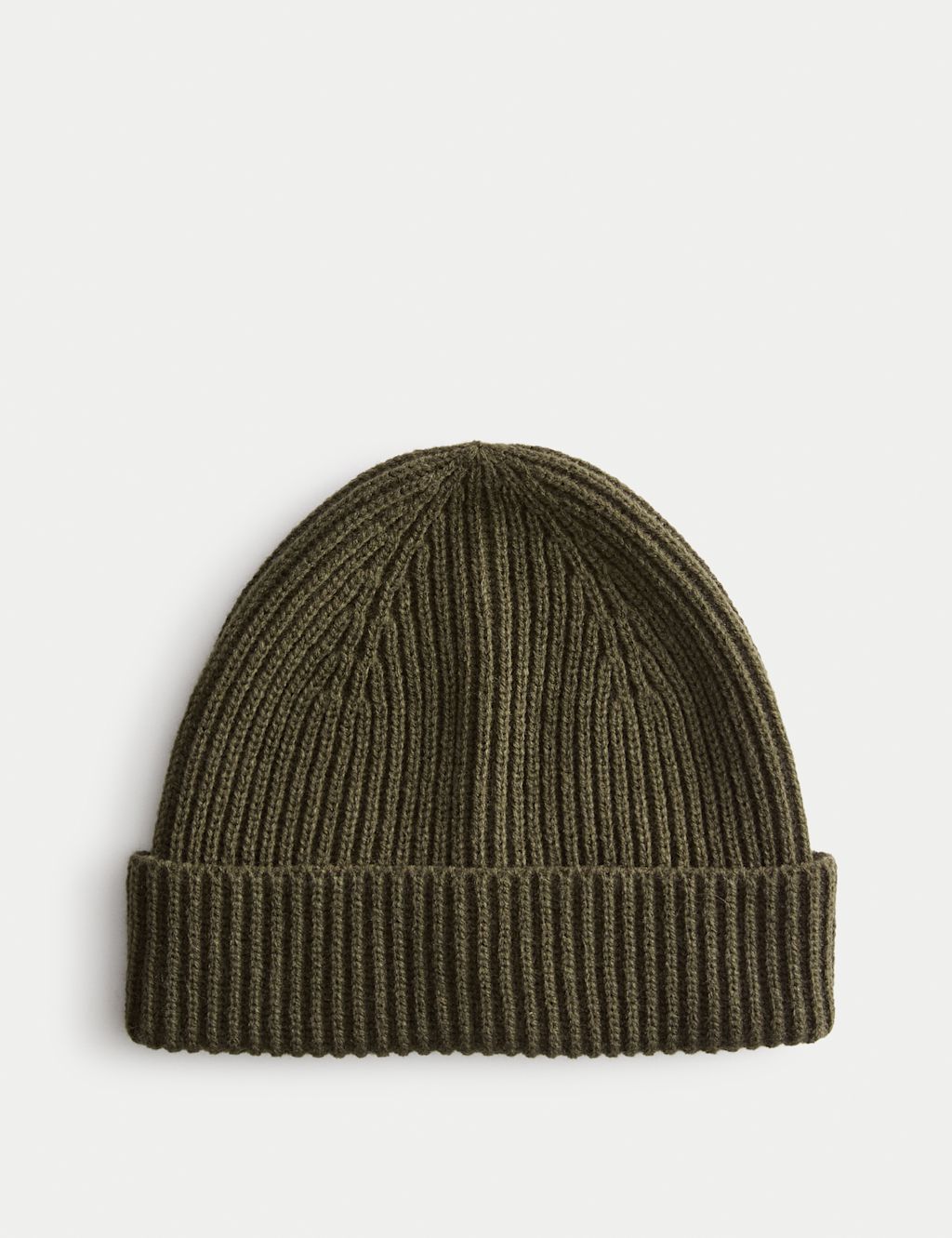 M&S Ribbed Knitted Beanie Hat - 1SIZE - Khaki, Khaki