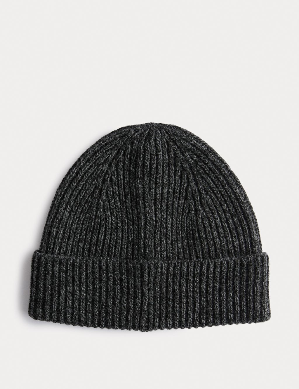 M&S Ribbed Knitted Beanie Hat - 1SIZE - Charcoal, Charcoal