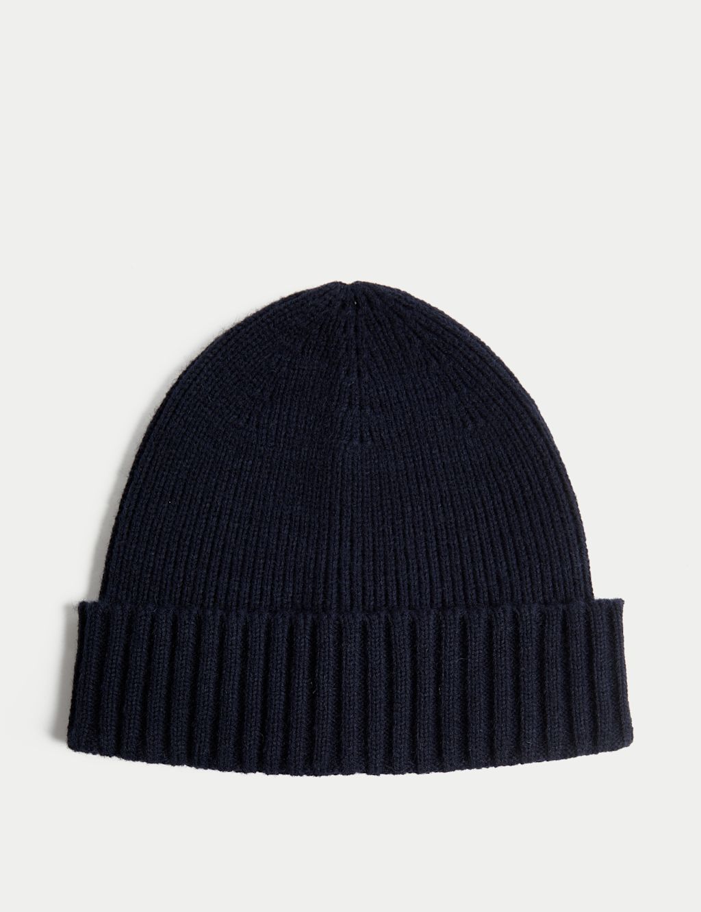 M&S Wool Blend Knitted Beanie Hat - 1SIZE - Navy, Navy