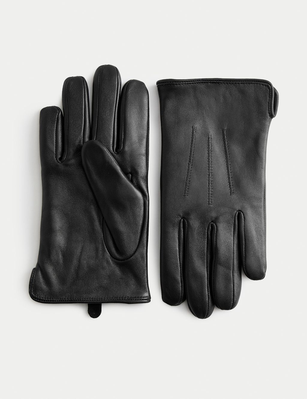 M&S Leather Gloves with Thermowarmth&trade; - Black, Black