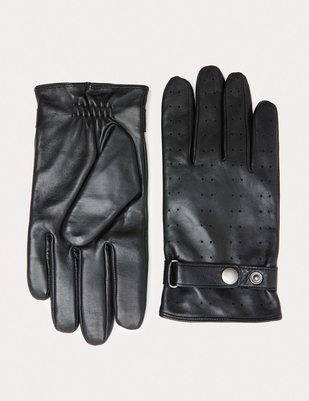 Autograph Leather Perforated Gloves - Black, Black