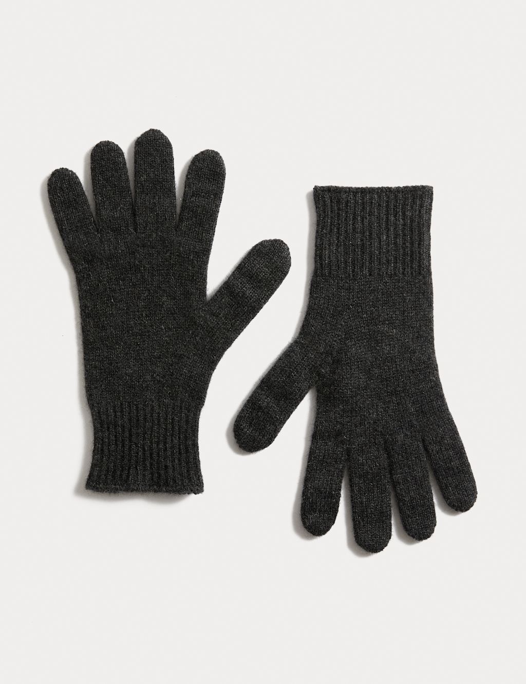 Autograph Pure Cashmere Knitted Gloves - Charcoal, Charcoal