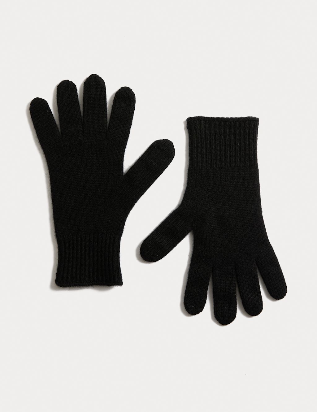 Autograph Pure Cashmere Knitted Gloves - 1SIZE - Black, Black