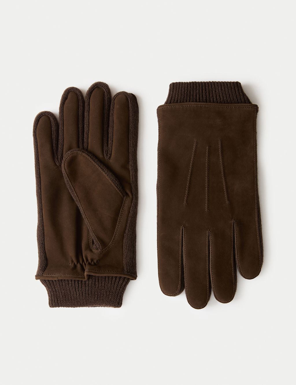 M&S Nubuck Leather Gloves - Dark Brown, Dark Brown