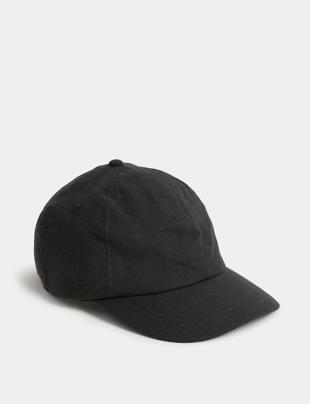 M&S Linen Blend Baseball Cap - 1SIZE - Black, Black