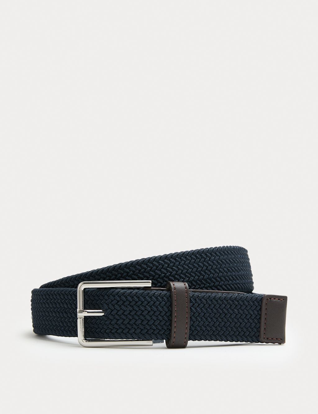 M&S Stretch Woven Belt - 30-32 - Navy, Navy