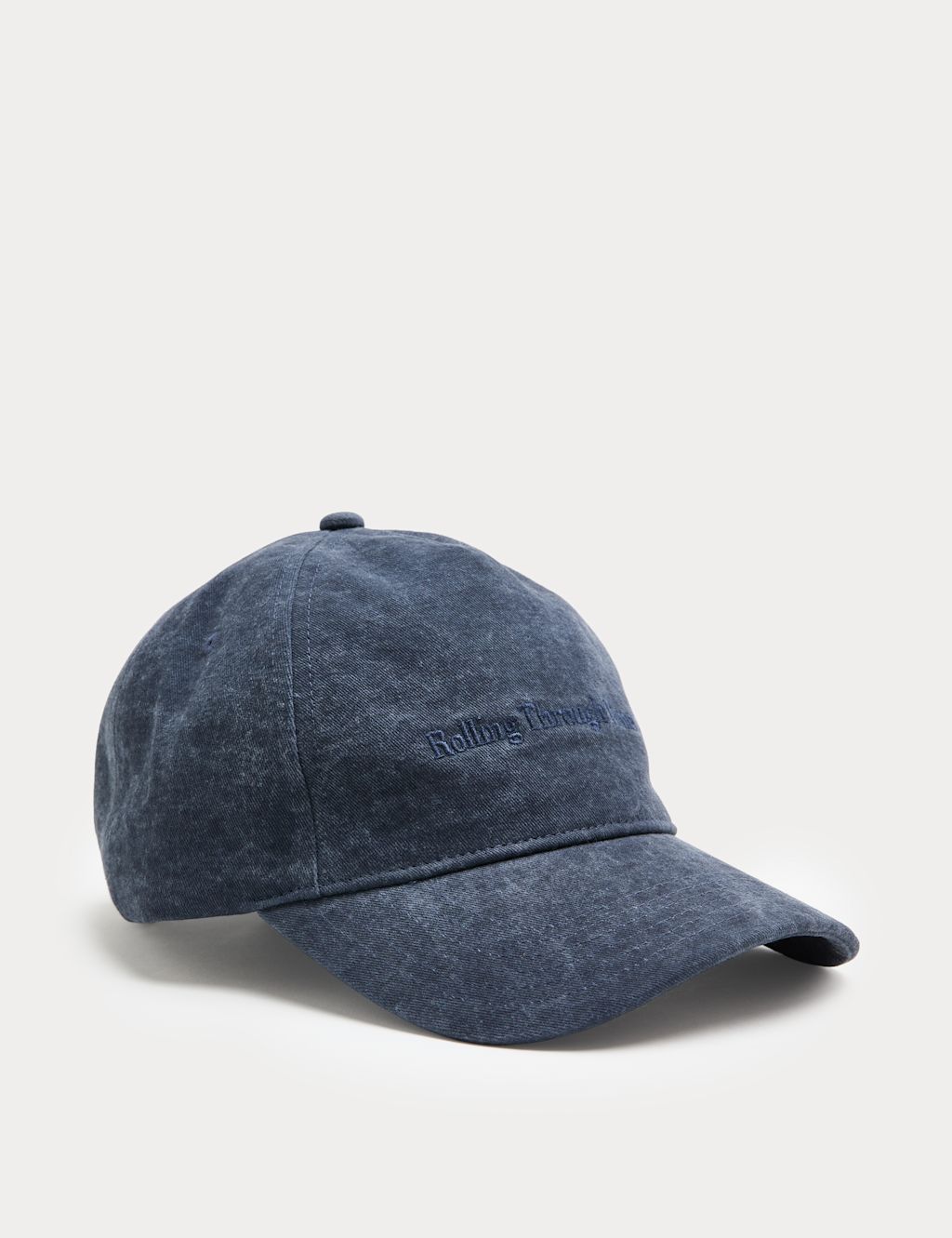 M&S Pure Cotton Embroidered Baseball Cap - Blue Mix, Blue Mix