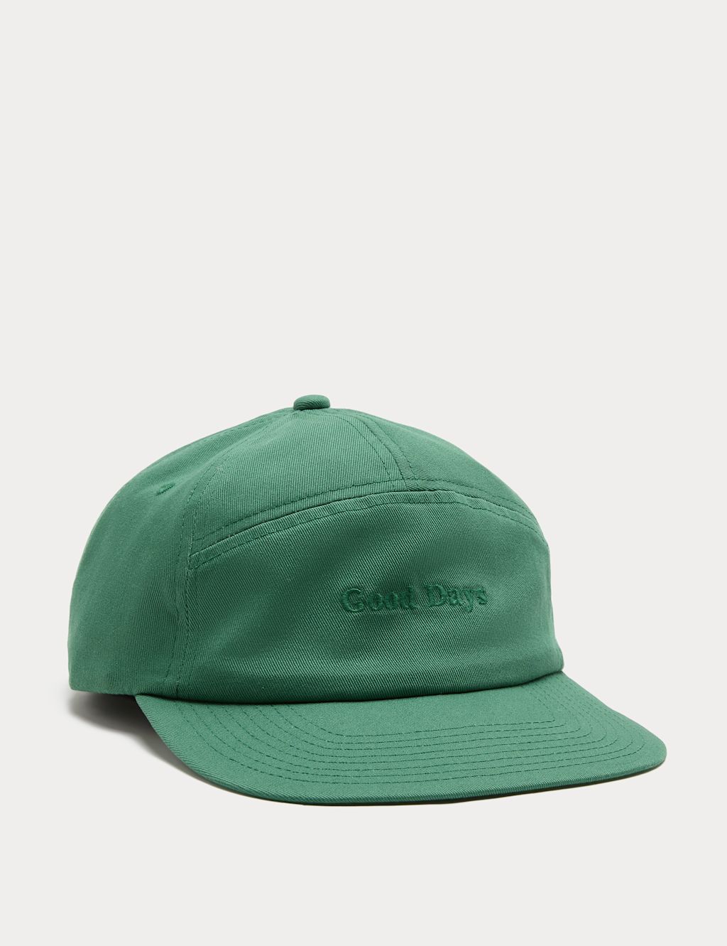 M&S Pure Cotton Good Days Baseball Cap - Green, Green