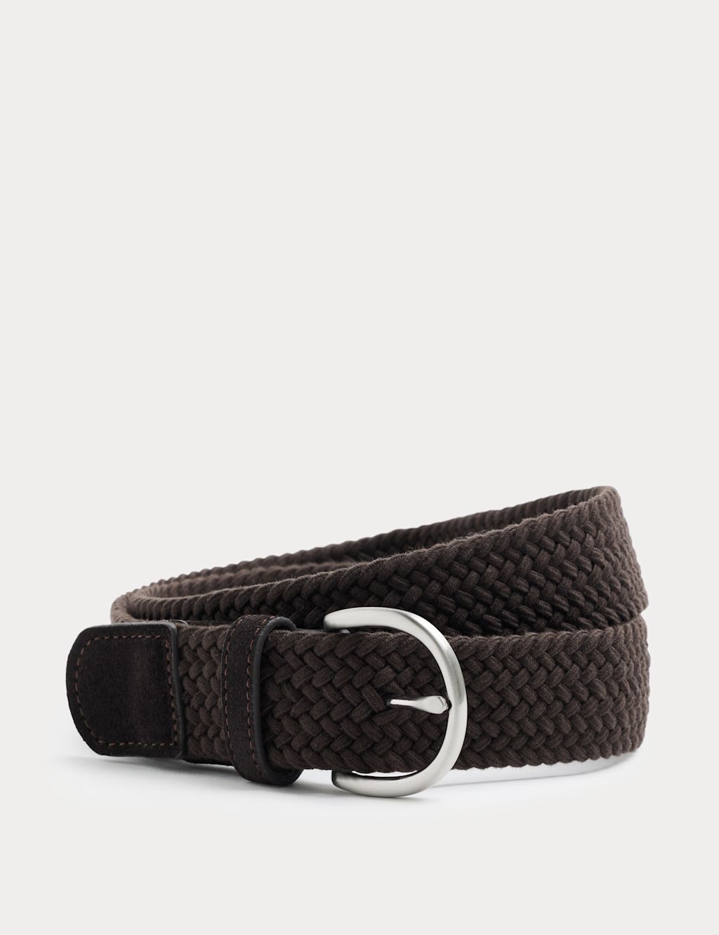 Autograph Suede Stretch Web Woven Belt - 30-32 - Dark Chocolate, Dark Chocolate