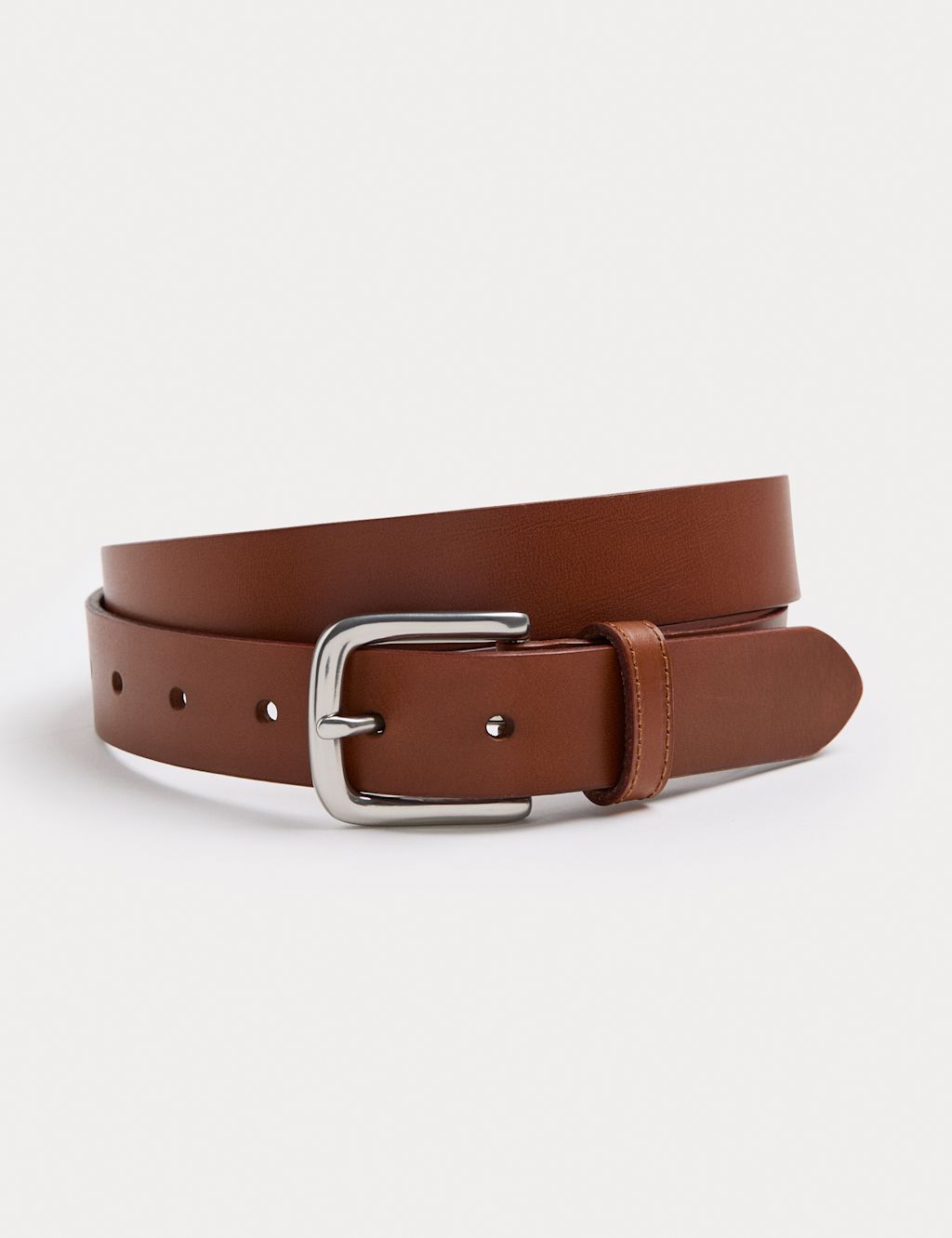 M&S Slim Leather Belt - 30-32 - Light Tan, Light Tan
