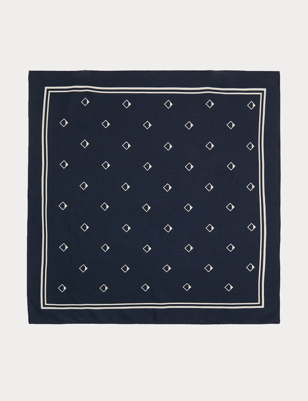 Autograph Linen Blend Geometric Print Bandana Scarf - Dark Navy, Dark Navy