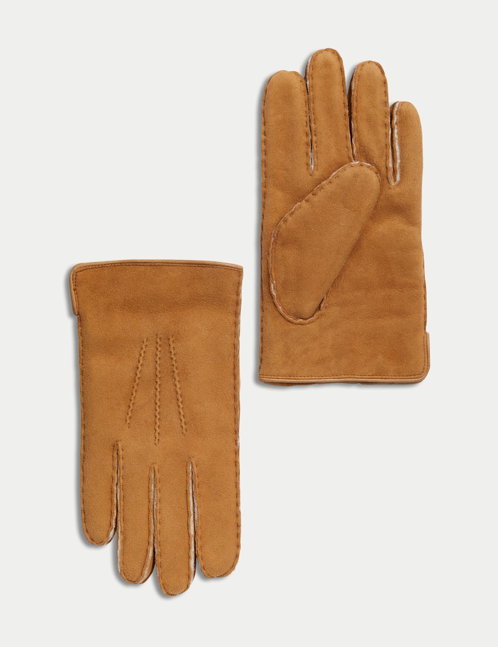 JAEGER  Sheepskin Gloves - M - Tan, Tan