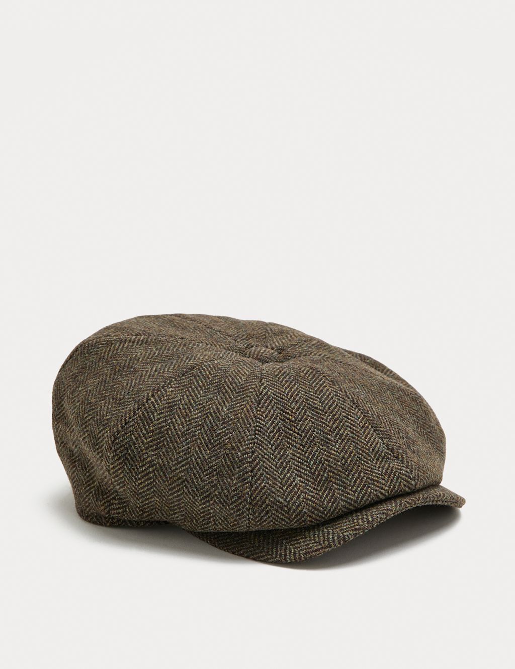 M&S Herringbone Baker Boy Hat - L-XL - Khaki Mix, Khaki Mix